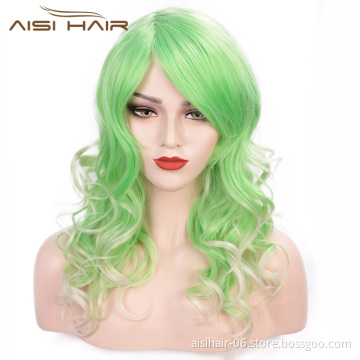 Aisi Hair High Temperature Fiber Synthetic Wigs For Black White Women Glueless Long Wavy Hair Cosplay Wigs